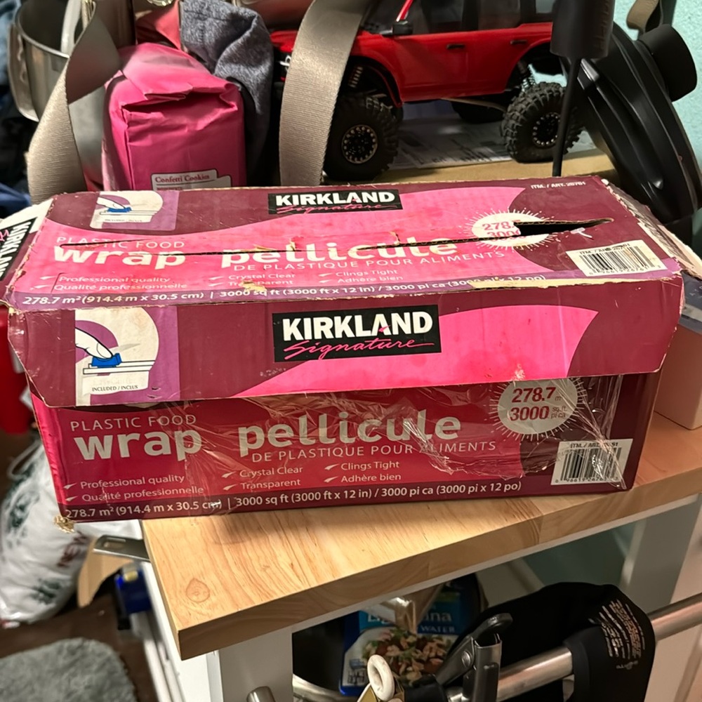 Plastic wrap! Used but most of it is still there